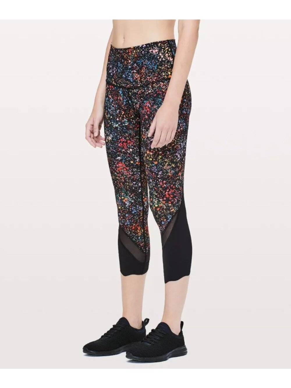 Lululemon All The Right Places Crop Leggings Floral Print Black Multi-Color Size